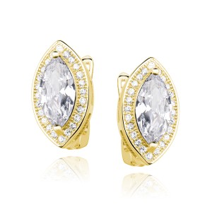 Cercei argint placati cu aur galben cu tortita si pietre DiAmanti Z0711DEG_W-DIA (Argint 925‰ 3,5 g.)